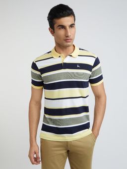 Parx - Regular Fit Yarn Dyed Medium Yellow Polo T-Shirt