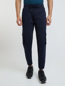 Parx - Regular Fit Solid Navy Blue Joggers