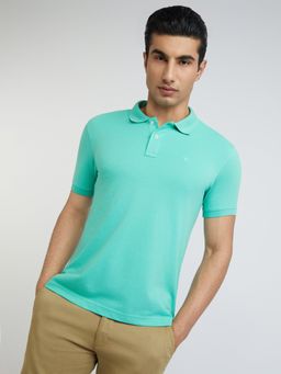 Parx - Regular Fit Solid Medium Blue T-Shirt