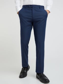 Raymond - Slim Fit Solid Blue Trousers