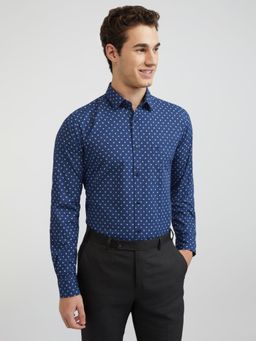 Raymond - Slim Fit Printed Blue Shirt