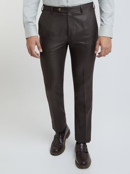 Raymond - Slim Fit Solid Brown Formal Trouser