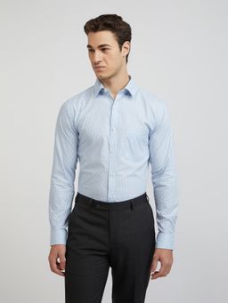 Raymond - Slim Fit Checkered Blue Formal Shirt
