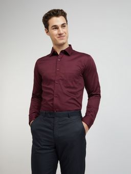 Raymond - Solid-plain Dark Maroon Formal Shirt