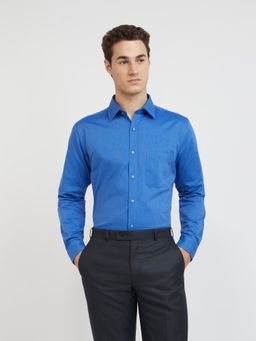 Raymond - Solid-plain Medium Blue Formal Shirt