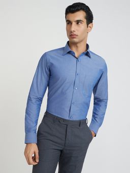 Raymond - Solid-plain Medium Blue Formal Shirt