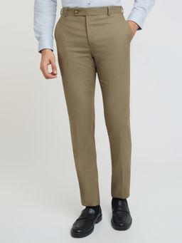 Raymond - Slim Fit Textured Beige Trouser