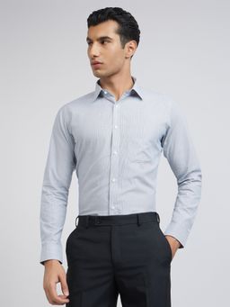 Raymond - Slim Fit Striped Blue Shirt