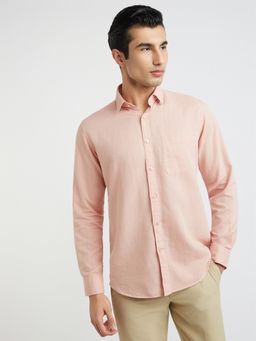 Raymond - Slim Fit Solid Peach Shirt