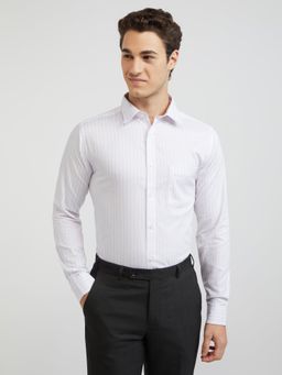 Raymond - Slim Fit Striped White Formal Shirt