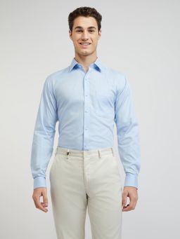 Raymond - Slim Fit Solid Medium Blue Shirt