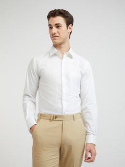 Raymond - Men Slim Fit Cotton Solid Blue Formal Shirt