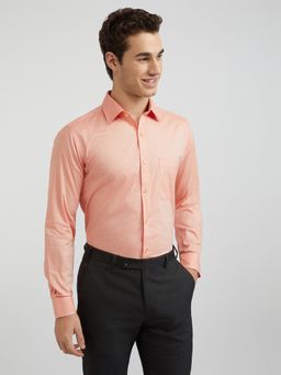 Raymond - Men Slim Fit Cotton Solid Orange Formal Shirt