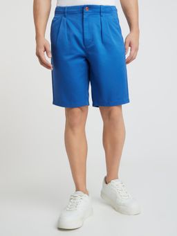 Raymond - Slim Fit Solid Blue Shorts