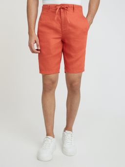 Raymond - Slim Fit Solid Orange Shorts