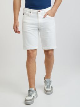 Raymond - Slim Fit Solid White Shorts