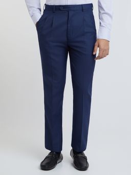 Raymond - Regular Fit Solid Blue Trouser