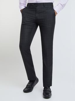 Raymond - Slim Fit Checks Black Trouser