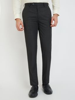 Raymond - Comfortable Fit Checkered Grey Trouser