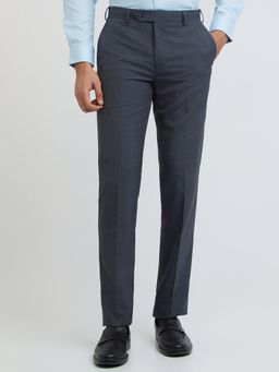 Raymond - Comfortable Fit Checkered Blue Trouser