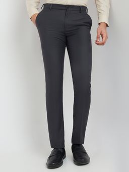 Raymond - Slim Fit Solid Dark Grey Formal Trouser
