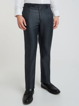 Raymond - Slim Fit Self Design Blue Formal Pant