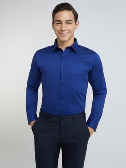 Raymond - Slim Fit Formal Shirt Full Sleeves Collar Neck Solid Navy Blue