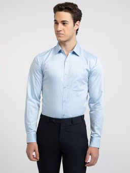 Raymond - Slim Fit Formal Shirt Full Sleeves Collar Neck Printed Blue