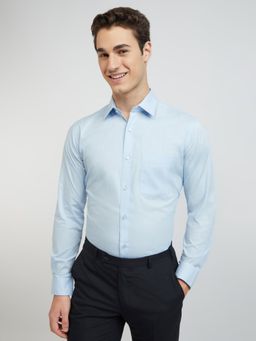Raymond - Slim Fit Formal Shirt Full Sleeves Collar Neck Solid Blue