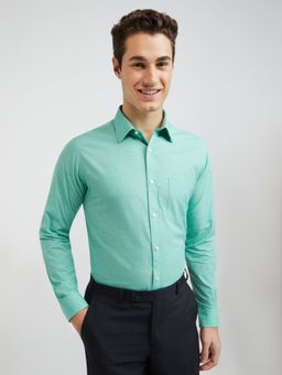 Raymond - Slim Fit Formal Shirt Full Sleeves Collar Neck Solid Green