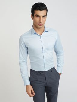 Raymond - Slim Fit Formal Shirt Full Sleeves Collar Neck Solid Blue
