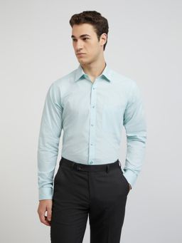 Raymond - Slim Fit Formal Shirt Full Sleeves Collar Neck Textured Blue