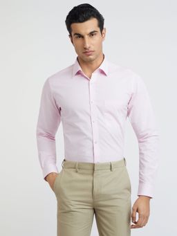 Raymond - Slim Fit Formal Shirt Full Sleeves Collar Neck Solid Pink
