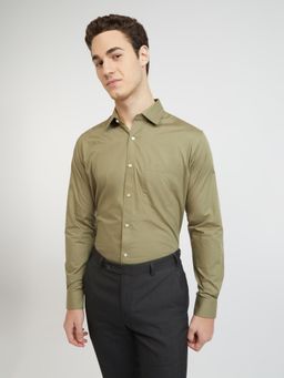 Raymond - Slim Fit Formal Shirt Full Sleeves Collar Neck Solid Taupe