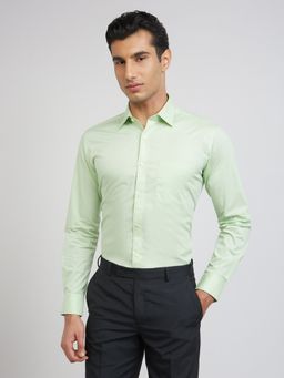 Raymond - Regular Fit Formal Shirt Full Sleeves Collar Neck Solid Green