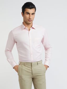Raymond - Slim Fit Self Design Medium Pink Formal Shirt
