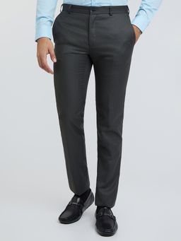 Raymond - Mens Slim Fit Self Design Dark Green Trouser