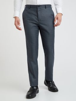 Raymond - Mens Slim Fit Self Design Dark Blue Trouser