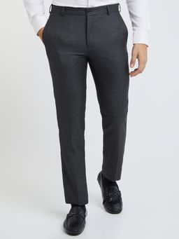 Raymond - Mens Slim Fit Checkered Dark Grey Trouser
