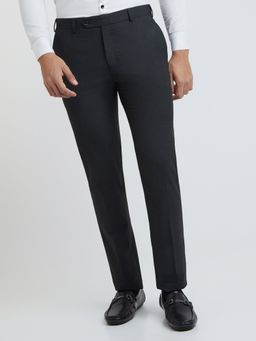 Raymond - Slim Fit Textured Dark Grey Trouser