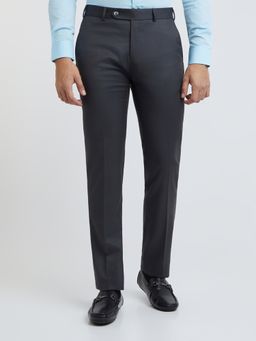 Raymond - Slim Fit Solid Dark Grey Trouser