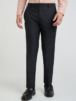 Raymond - Slim Fit Striped Dark Grey Trouser