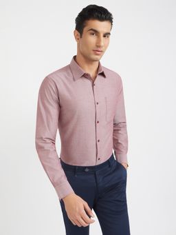 Raymond - Men Slim Fit Solid Dark Red Shirt