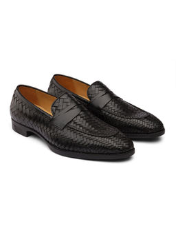 DABLR SHOES - Britain - Black Handwoven Leather Shoes