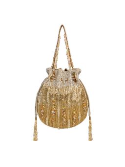 Lovetobag - Nora Potli Peerless Gold Lustrous Silver Multi with Handle