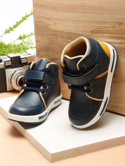 Hopscotch - Boys Navy and White Solid Ankle Length Sneakers