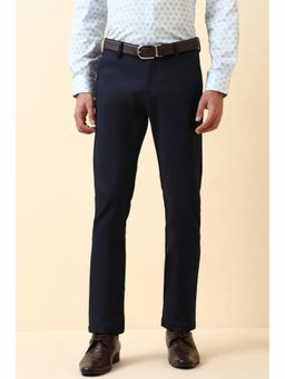 Allen Solly - Men Navy Blue Solid Formal Trousers