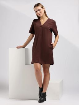 Calvin Klein - Brown Solid Relaxed Dress