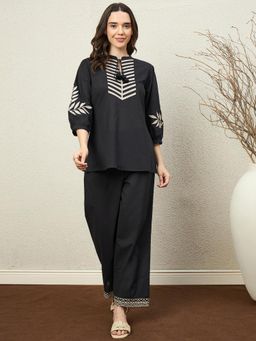 ZUMMER - Black Embroidered Regular Co-Ord Set