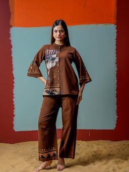 ZUMMER - Brown Embellished Regular Co-Ord Set